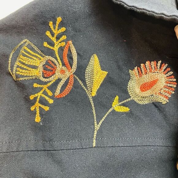 Alex Kim Fall Autumn Jacket Womens 1X Black Floral Embroidered Art to Wear Artsy - Picture 5 of 10